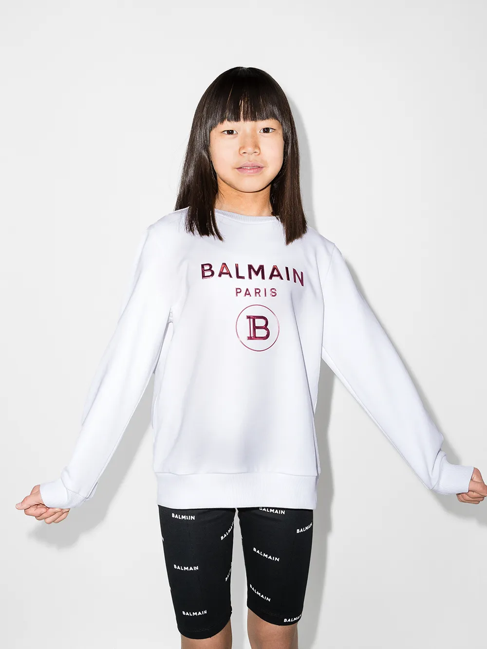 фото Balmain kids толстовка с круглым вырезом и логотипом