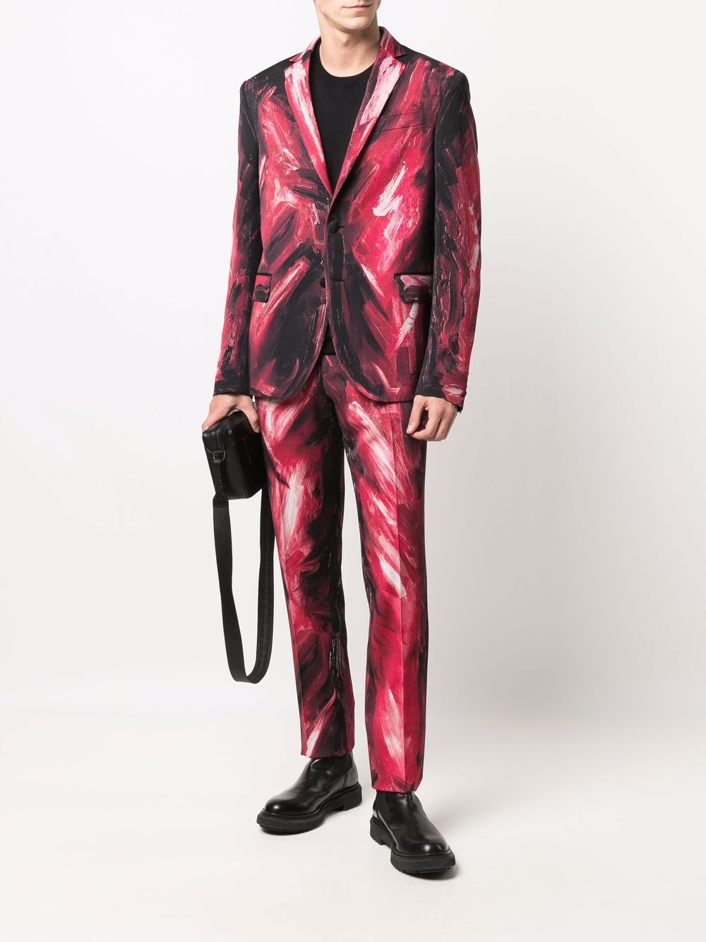 MOSCHINO PAINT STROKE-PRINT TROUSERS 