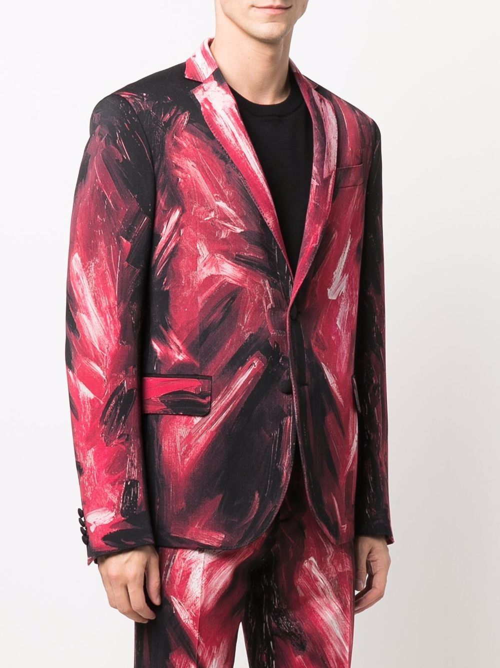 Shop Moschino Paintbrush Single-breasted Blazer In Red