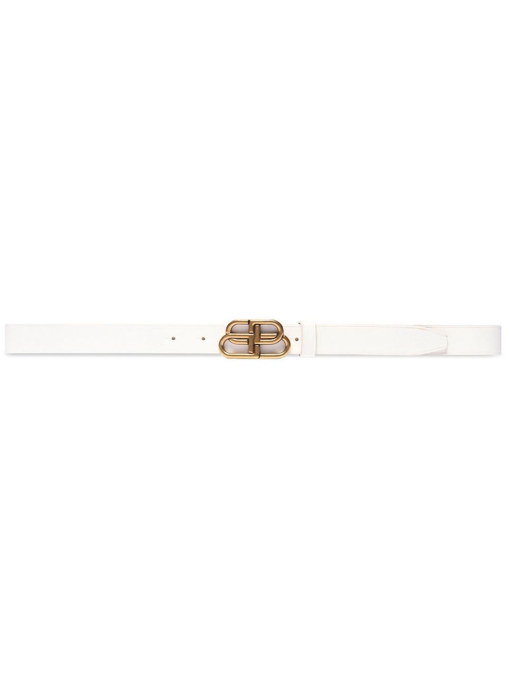 Balenciaga Logo-plaque Calfskin Belt In White | ModeSens