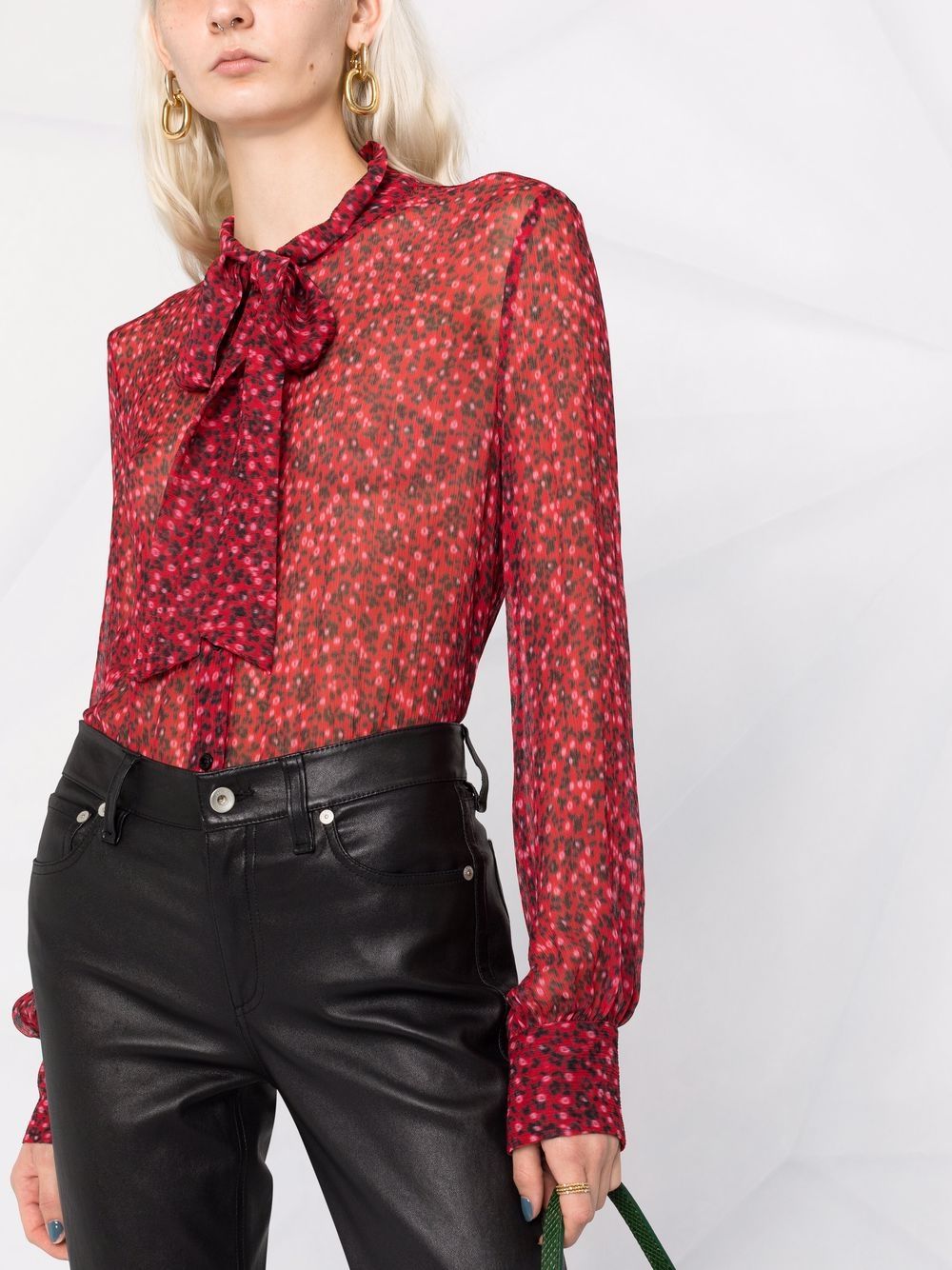 фото Ermanno firenze floral-print tie-neck blouse