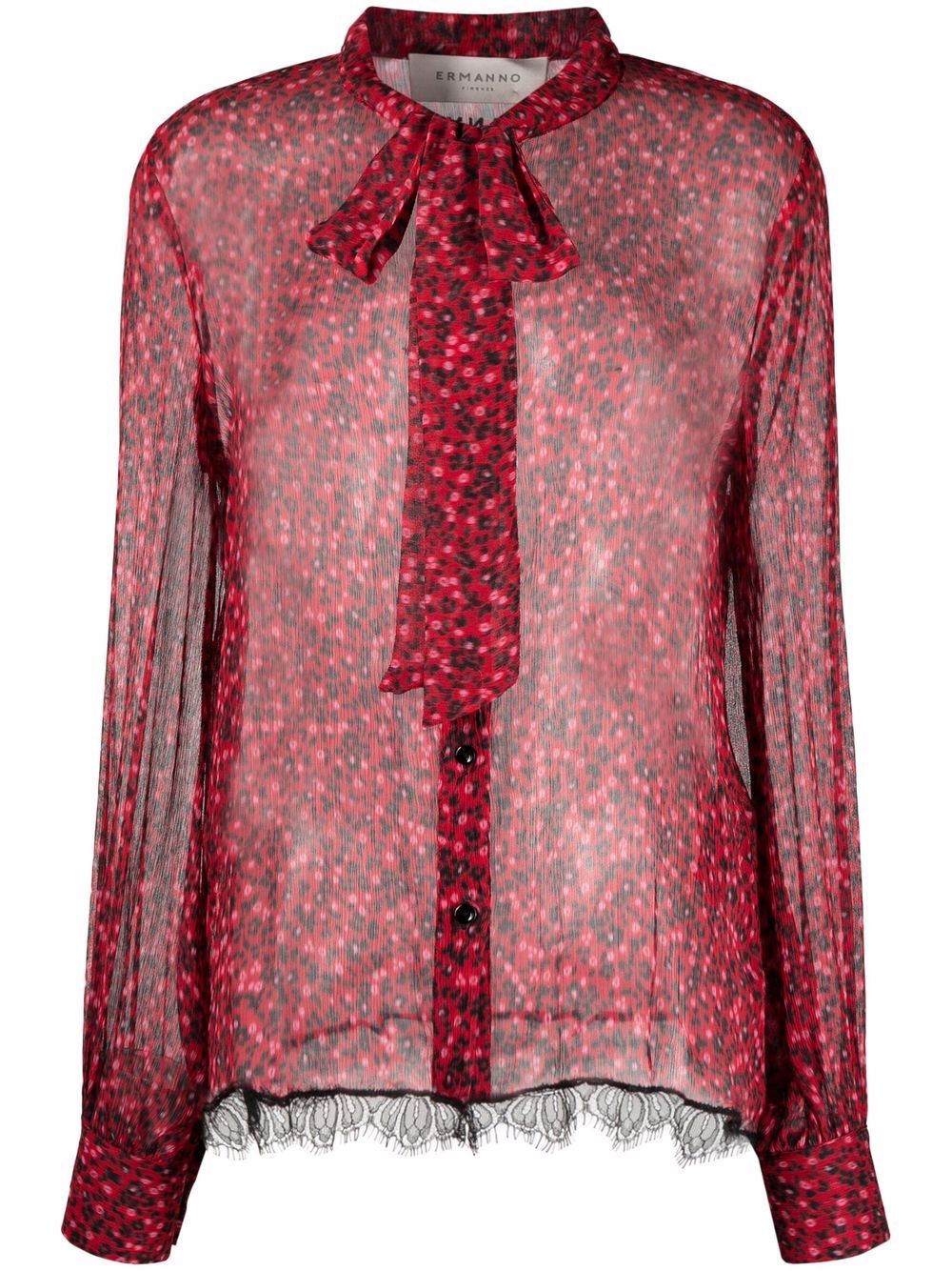 фото Ermanno firenze floral-print tie-neck blouse