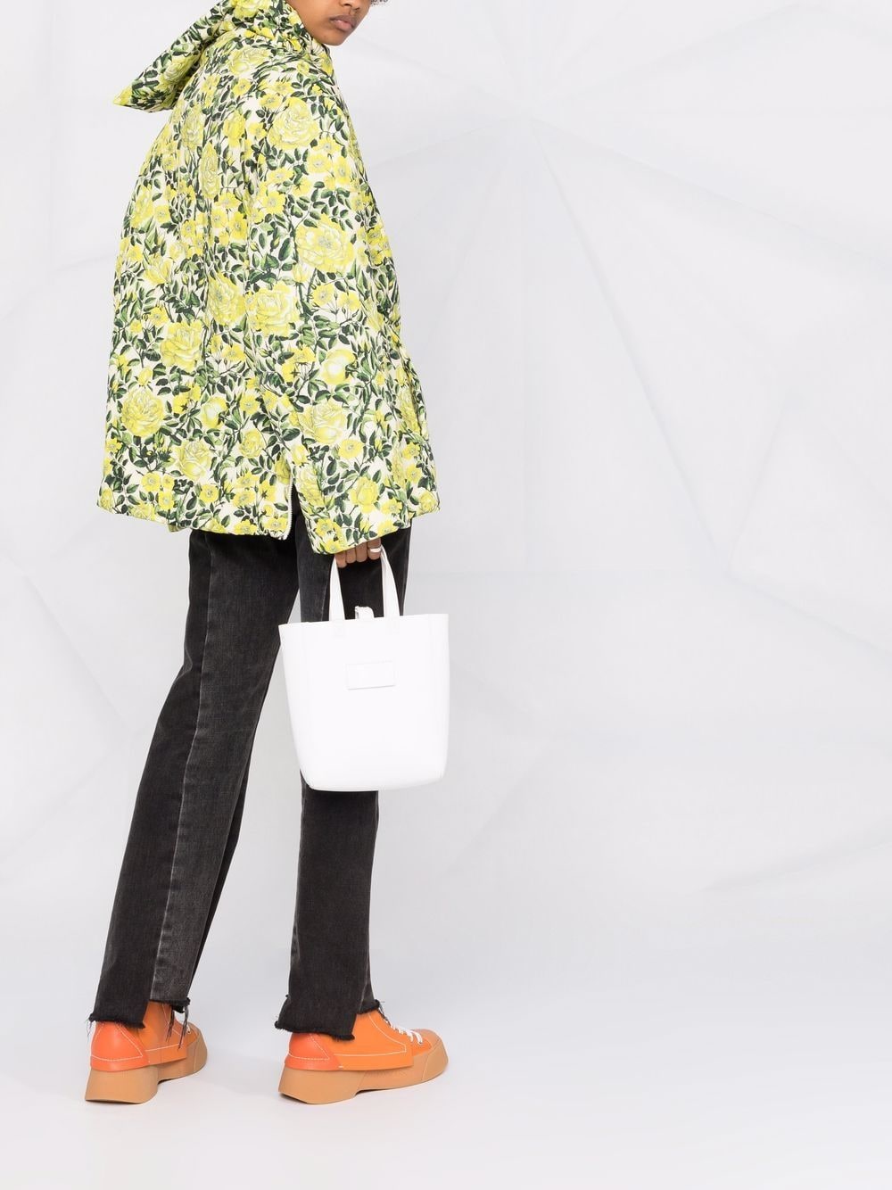 Shop Kenzo Floral-print Spread-collar Padded Jacket In Grün