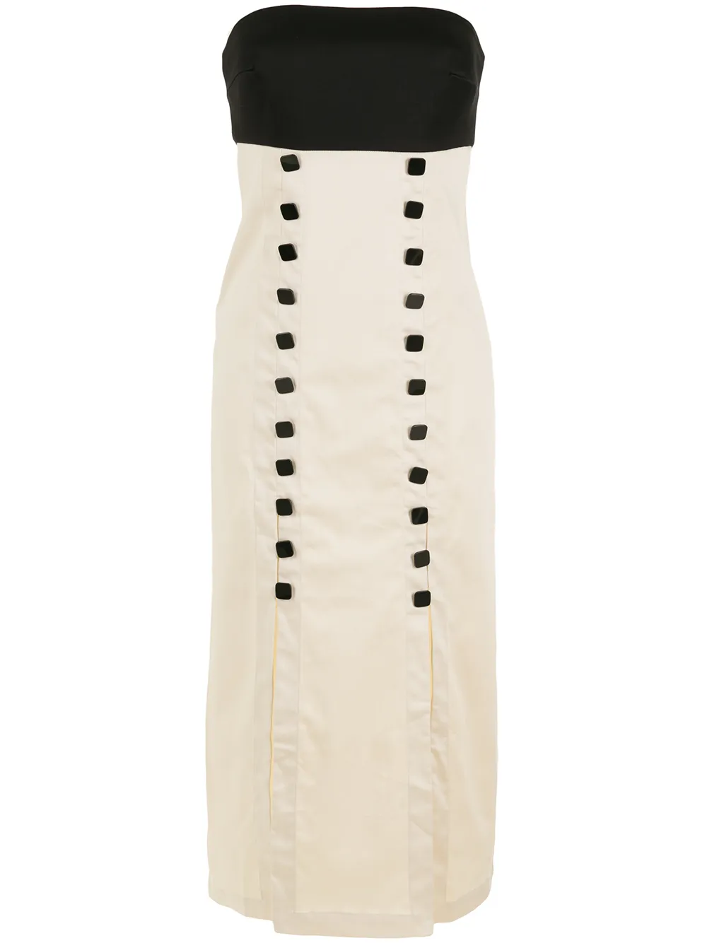 Adriana Degreas Decorative Button Detail Dress In Neutrals