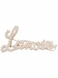 Lanvin pearl-embellished logo hair clip - White