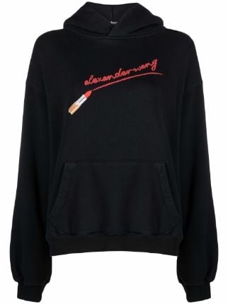 Alexander Wang Lipstick logo-embroidered relaxed-fit Hoodie - Farfetch