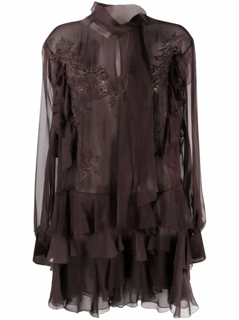 Valentino Garavani floral-lace silk blouse