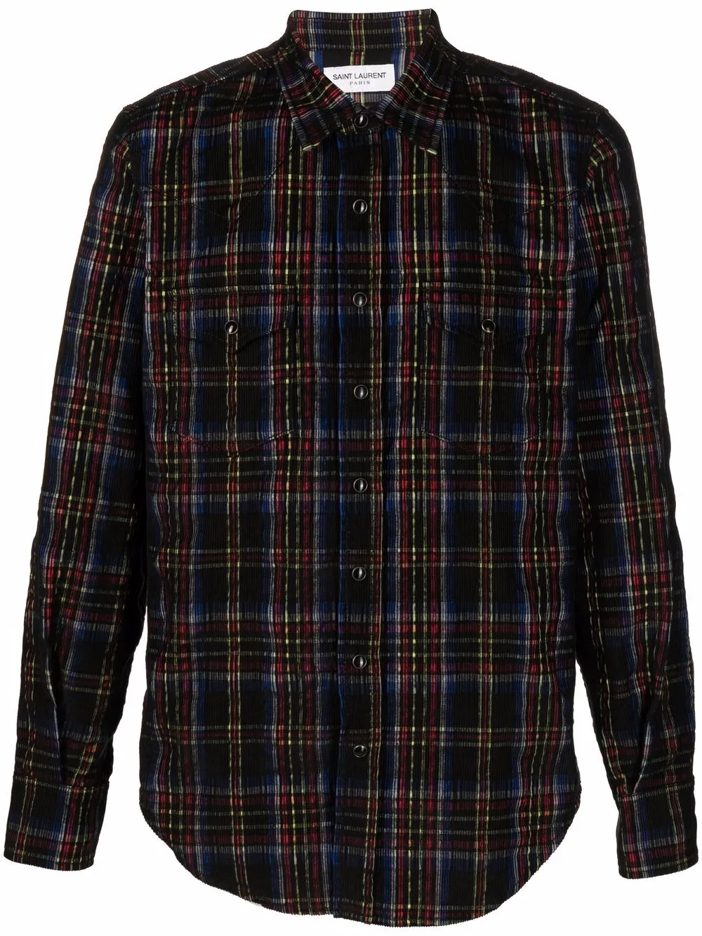 

Saint Laurent camisa con estampado de cuadros - Negro