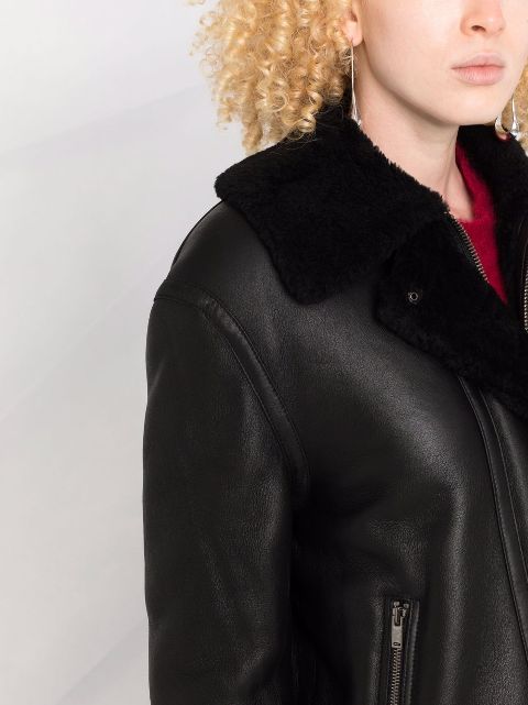 theory leather jacket with fur collar