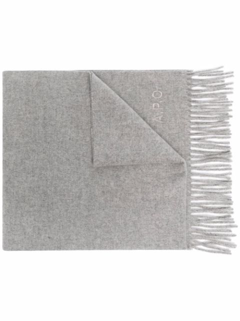 A.P.C. logo-embroidered wool scarf Men