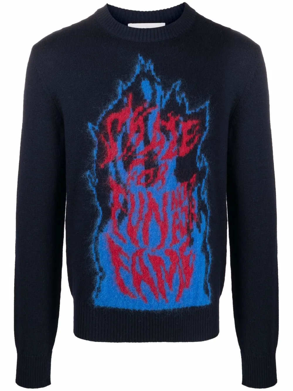 

Lanvin flame slogan intarsia-knit jumper - Blue