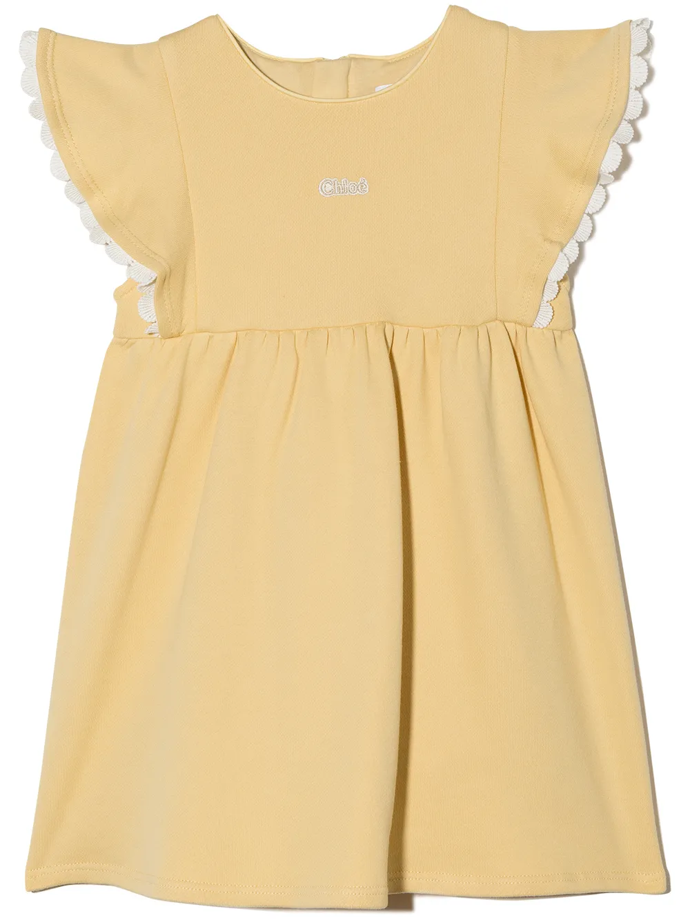 

Chloé Kids vestido con logo bordado - Amarillo