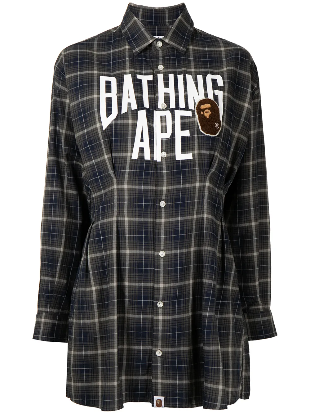 

A BATHING APE® vestido camisero a cuadros - Gris