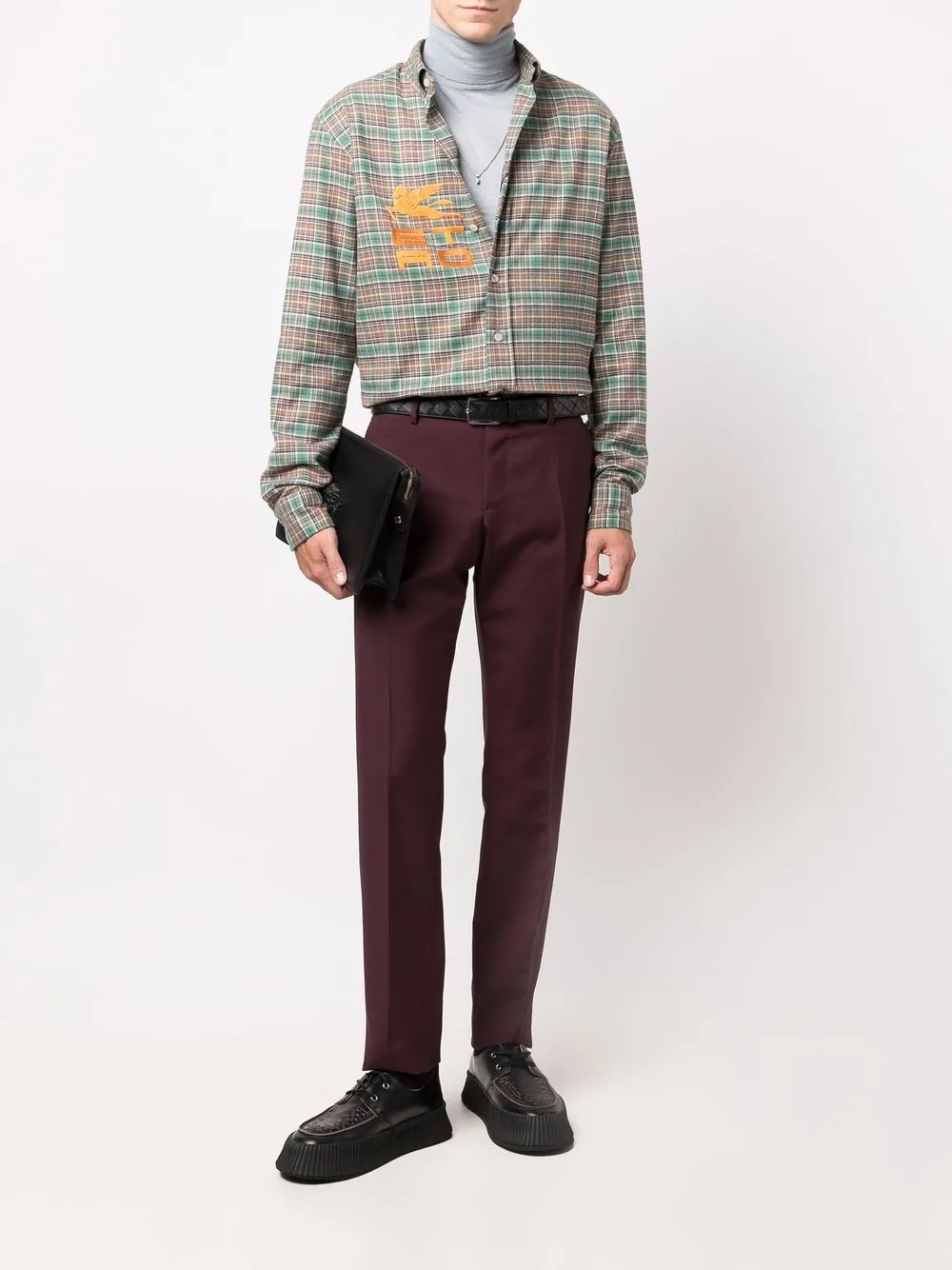 фото Etro рубашка с вышитым логотипом