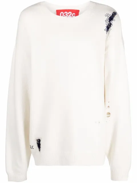 032c logo-embroidered knitted jumper