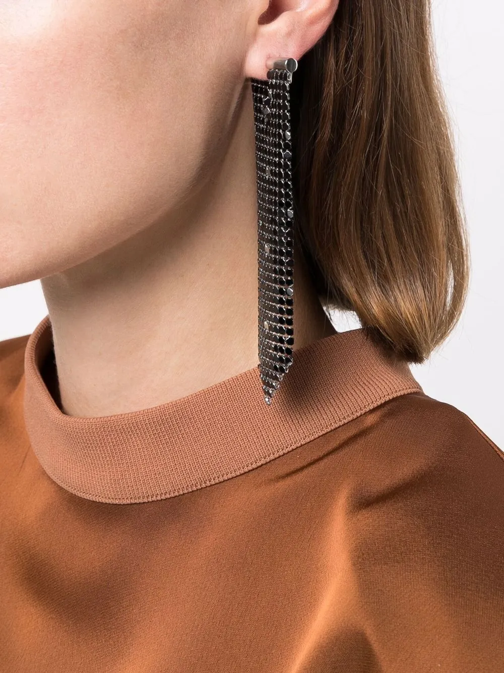 Rabanne Mesh oorbellen - Zwart