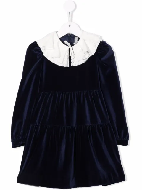 Il Gufo velvet ruffle-collar dress