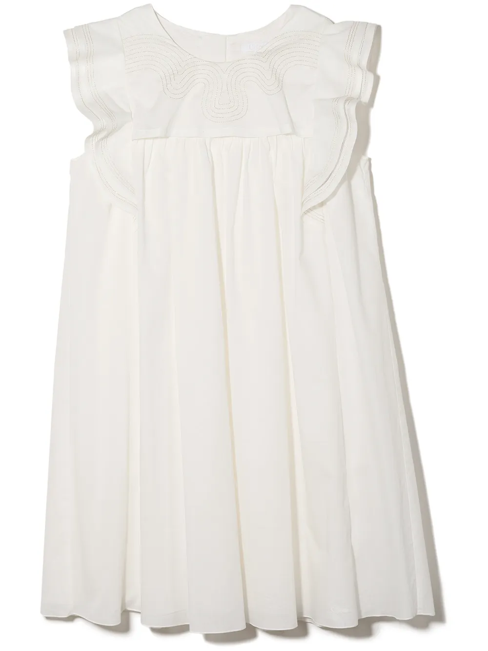 

Chloé Kids vestido midi con volantes - Neutro