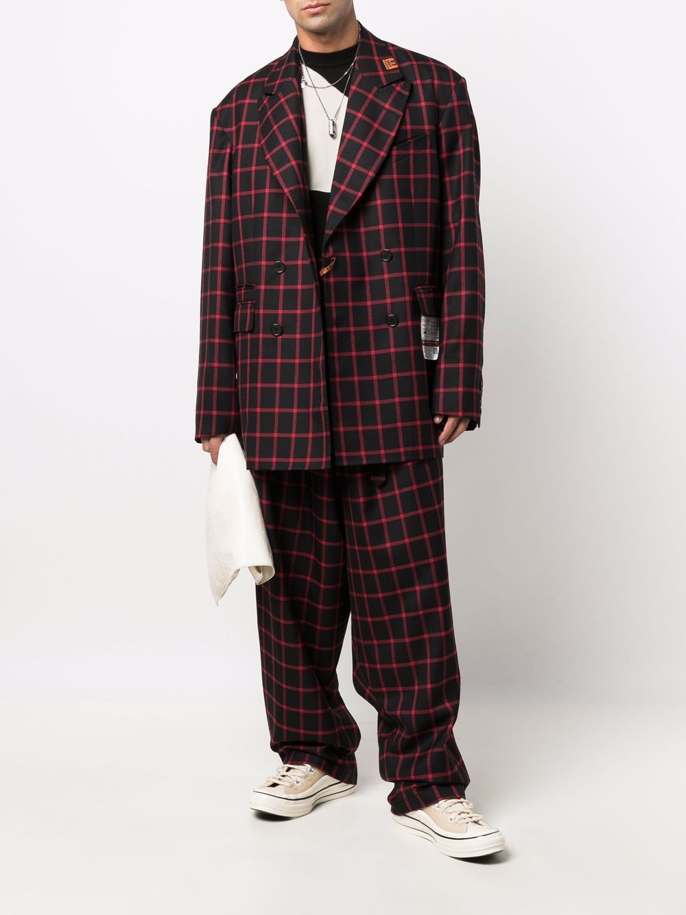 фото Maison mihara yasuhiro check-pattern wide-leg trousers