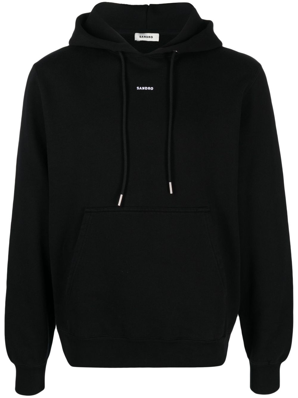 SANDRO logo-print organic cotton hoodie - Black