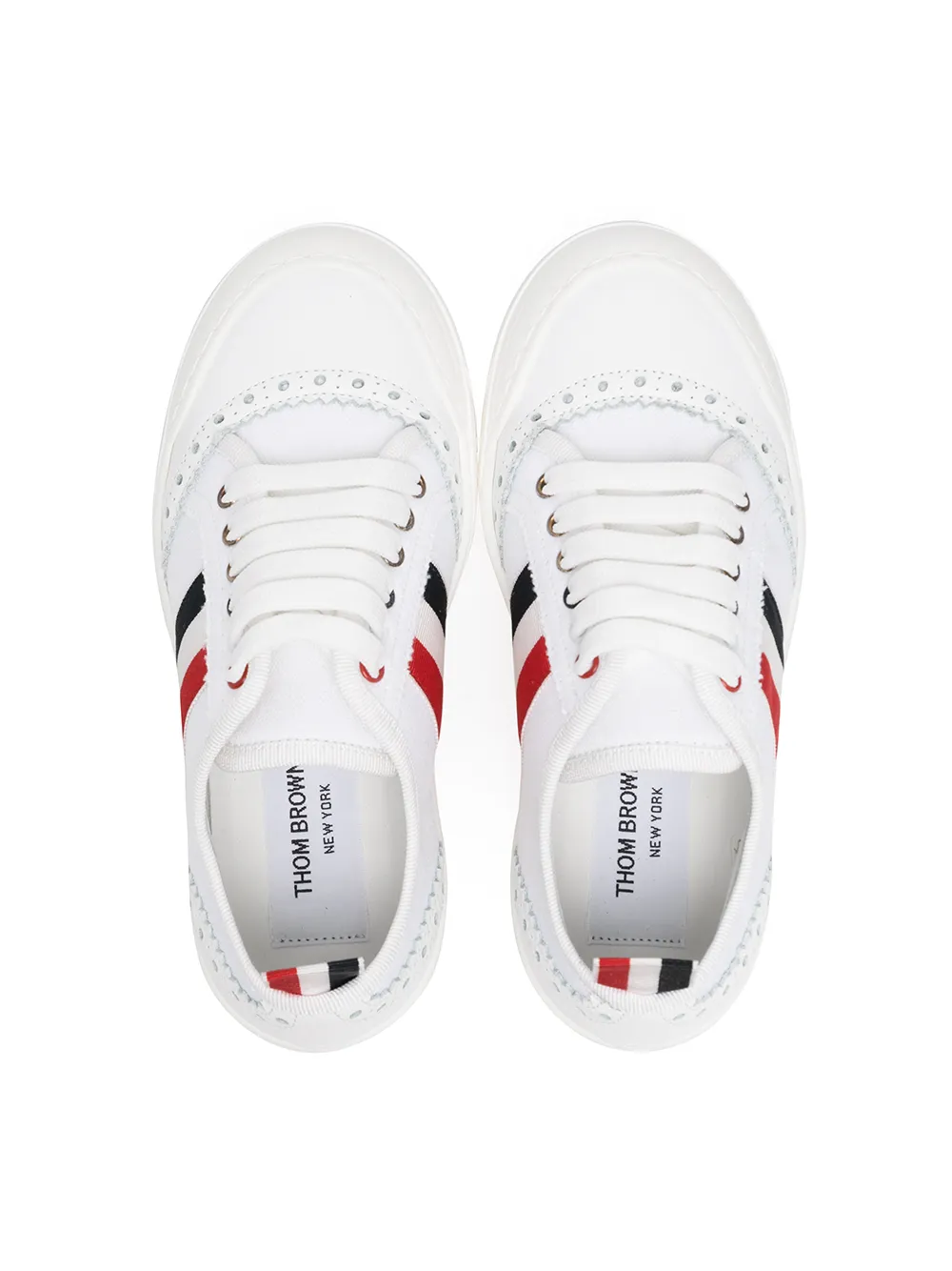Thom Browne Stripe-detail Low-top Leather Sneakers In White