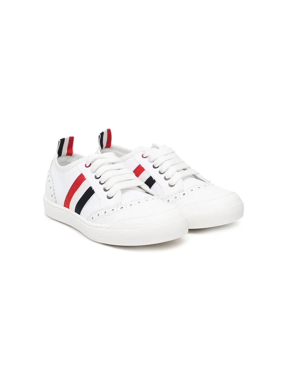 

Thom Browne Kids tenis con detalle de rayas - Blanco