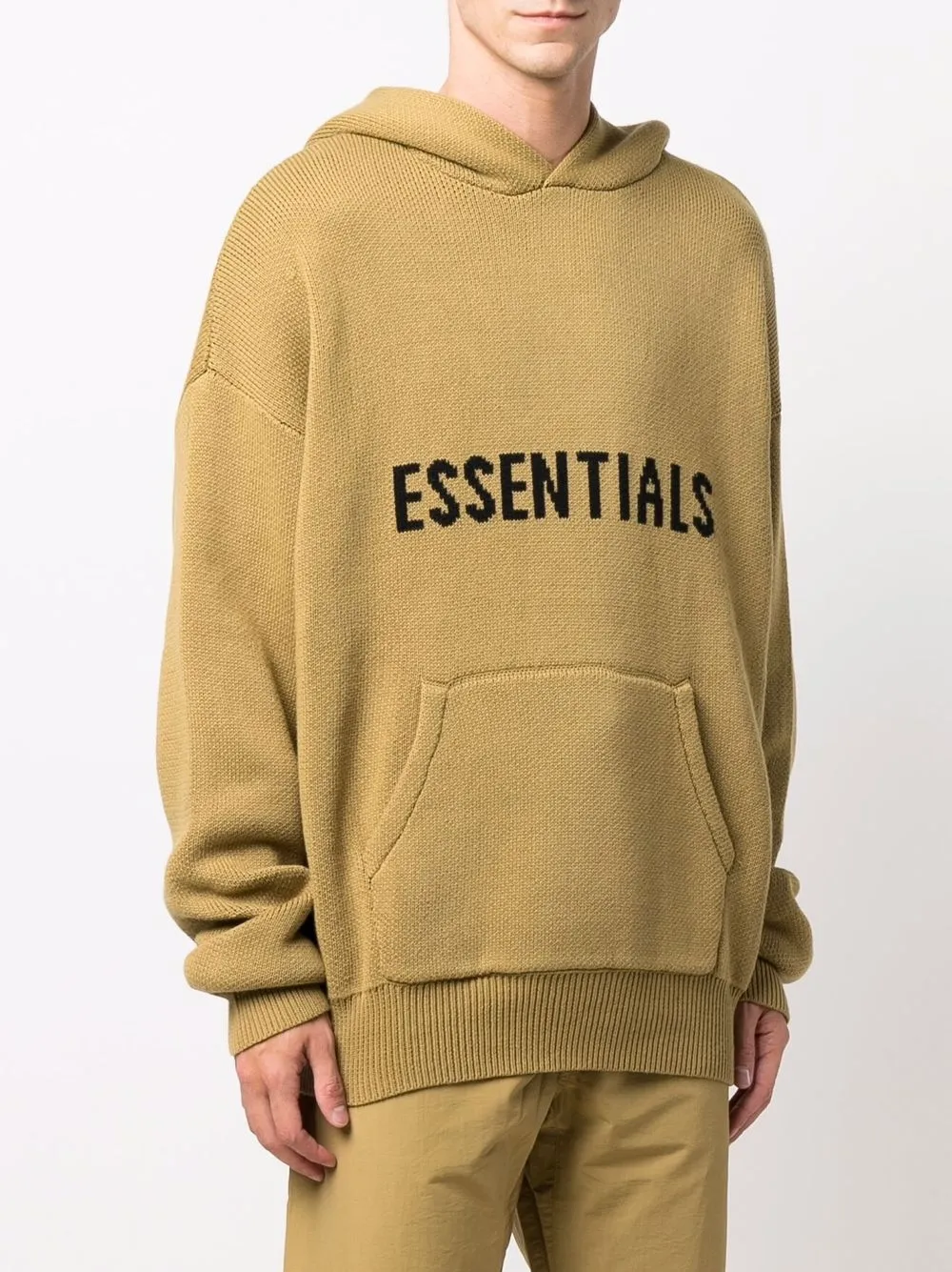 FEAR OF GOD ESSENTIALS intarsiaknit Logo Hoodie Farfetch