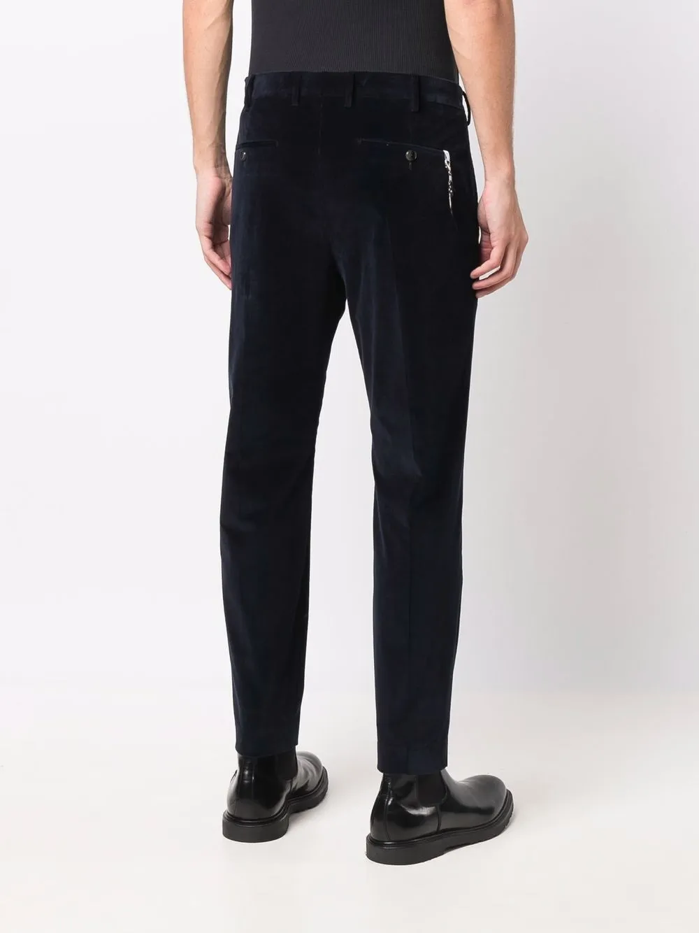 Shop Pt01 Slim-fit Velvet Trousers In Blue