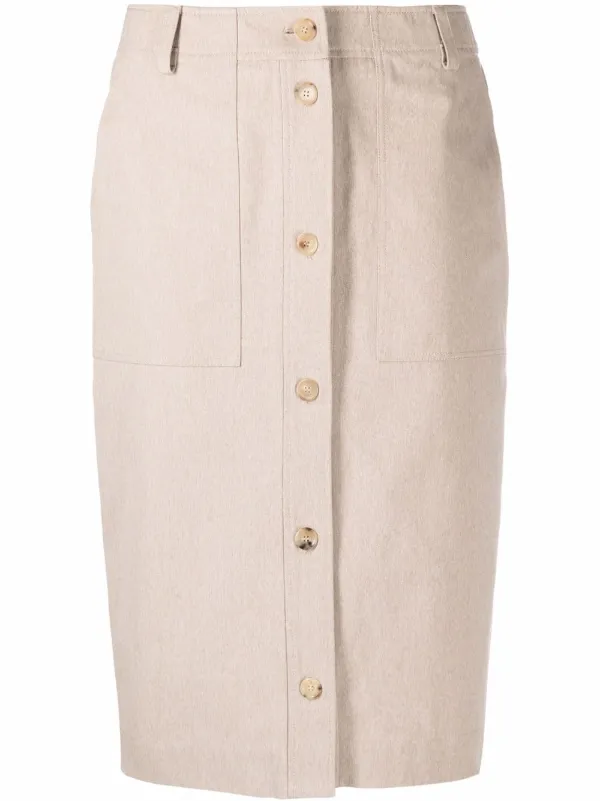button up midi skirt