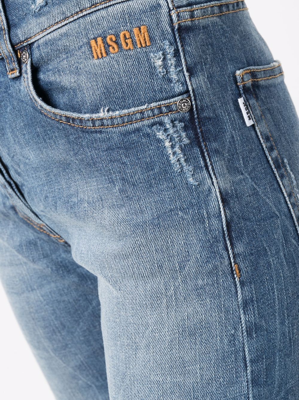 фото Msgm узкие джинсы с эффектом потертости
