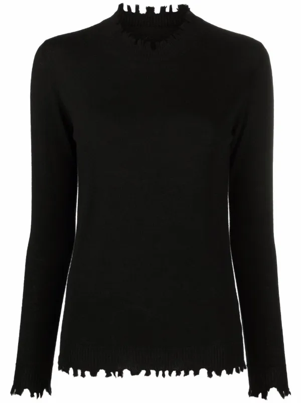 frayed black sweater