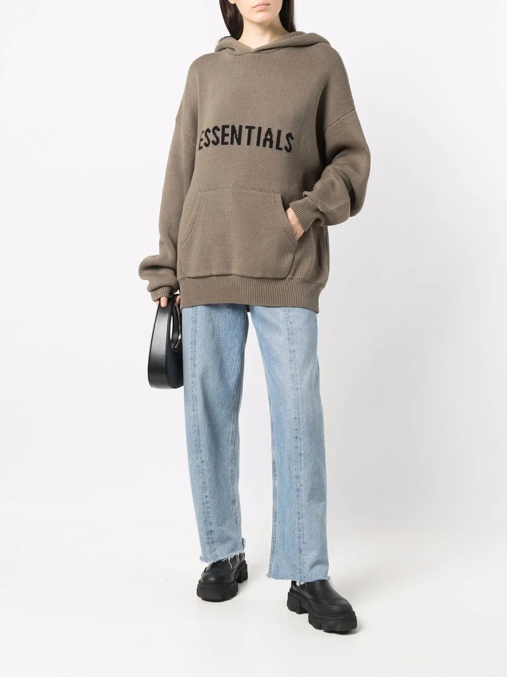 Essentials Logo Lettering Hoodie In Green