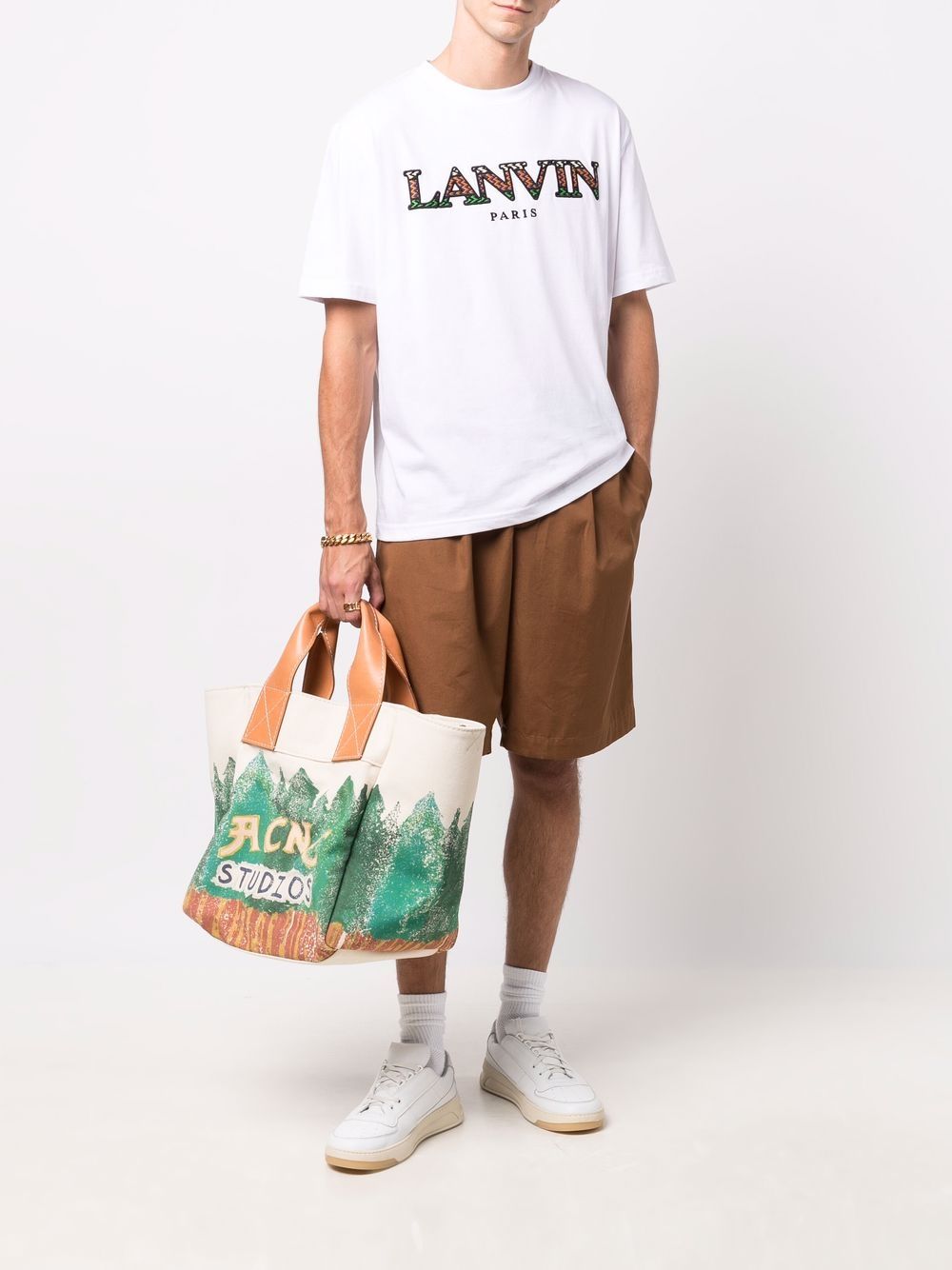 Shop Lanvin Logo-embroidered Short-sleeve T-shirt In White