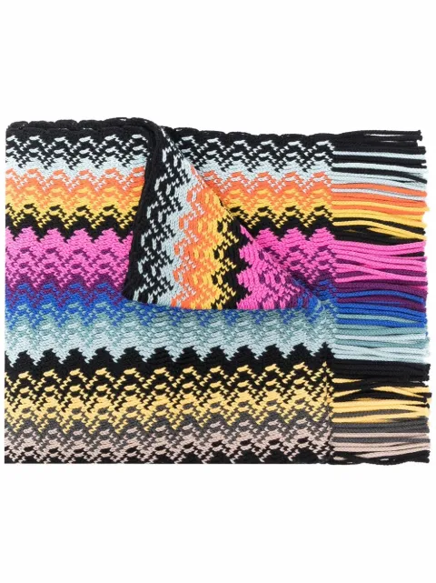 Missoni Cachecol chevron de tricô com franjas