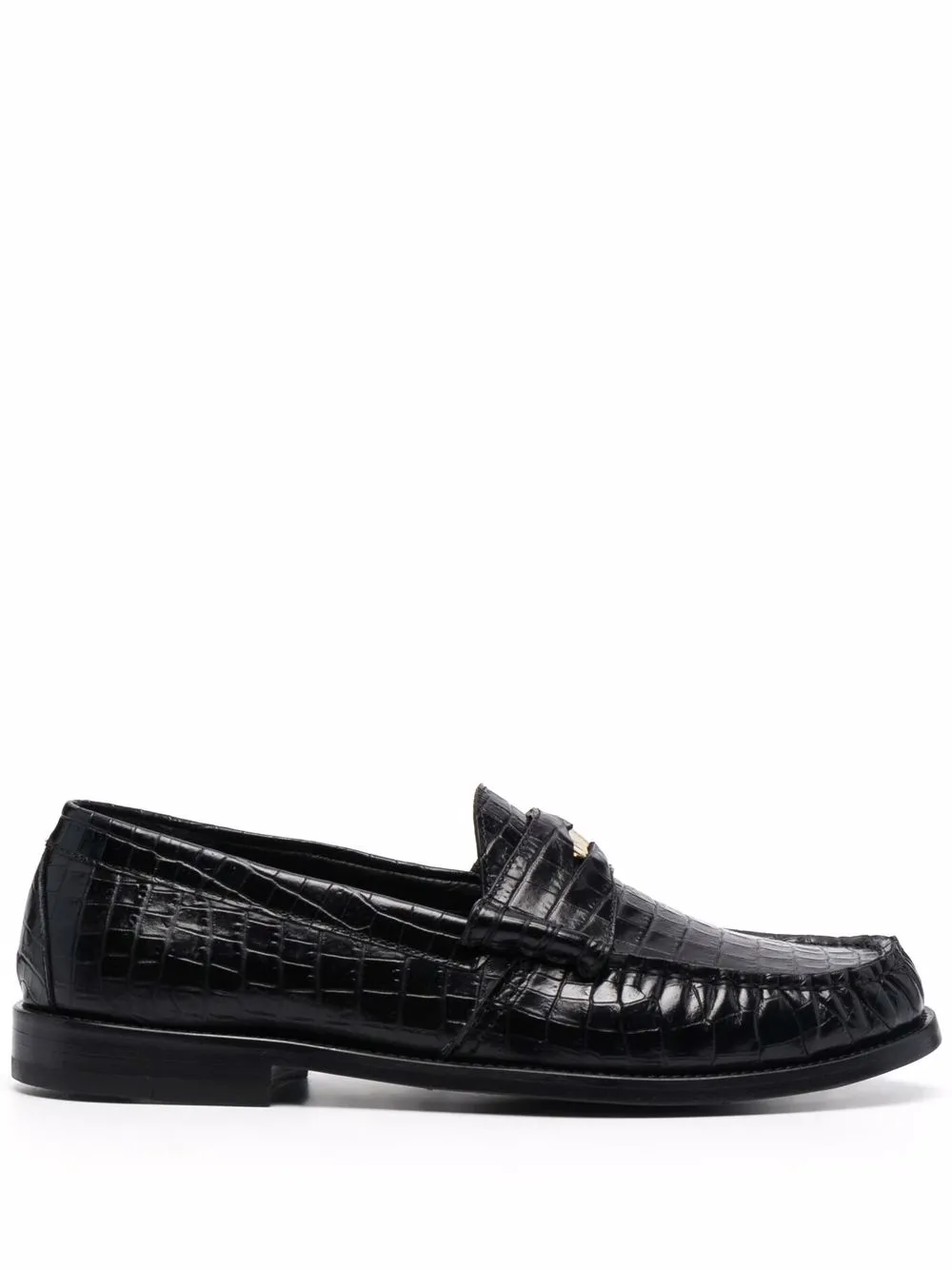 crocodile-effect leather loafers