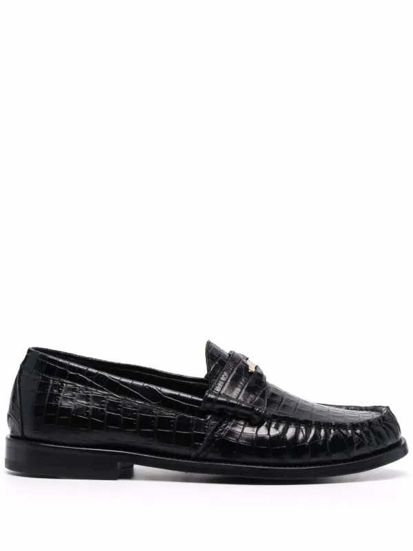 Rhude Black Croc-Embossed Leather Penny Loafers Rhude Croc Embossed Penny Loafer (Men) | Nordstrom main image 3
