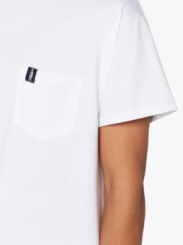 White Cotton Contrast Rib T-Shirt | GJM-219
