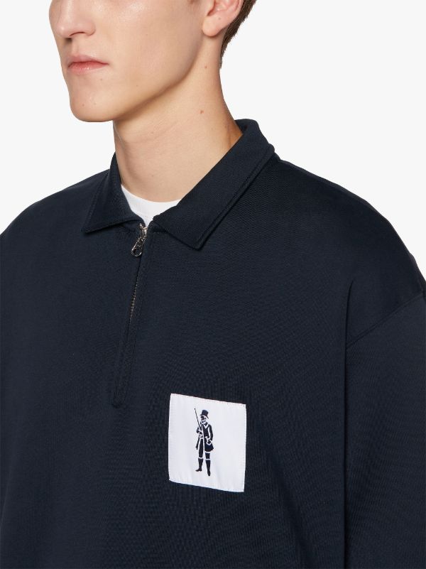 Navy Cotton Zip Front Sweatshirt | GJM-200