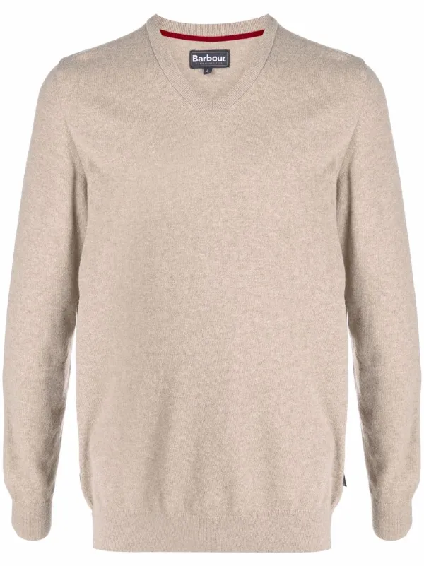 Shop Barbour V-neck knitted jumper with 