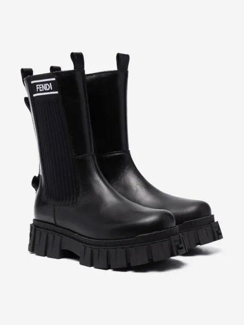 Fendi Kids vadhöga stövlar med logotyp