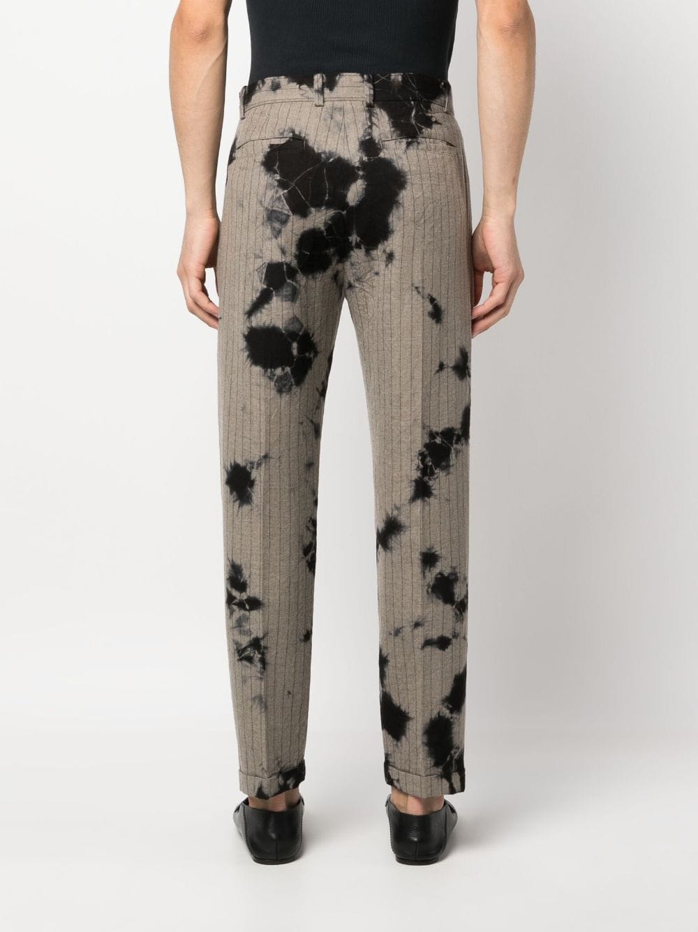 Shop Suzusan Bleached Pinstriped Tailored Trousers In Black