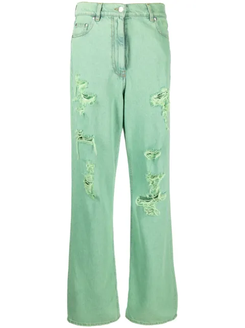 MSGM embroidered-logo distressed-effect jeans
