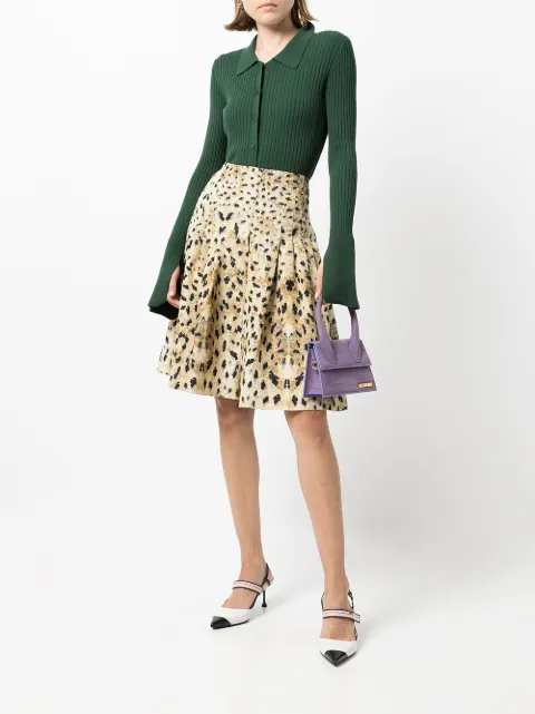 leopard mini flare skirt