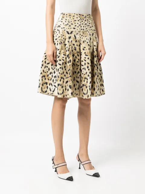 leopard mini flare skirt