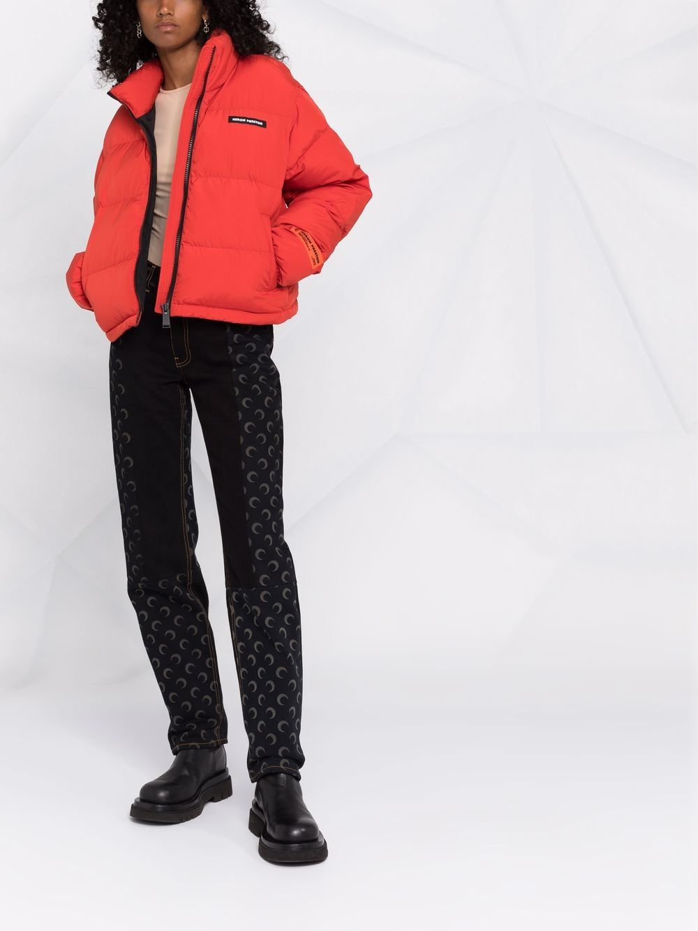 фото Heron preston logo-patch cropped puffer jacket