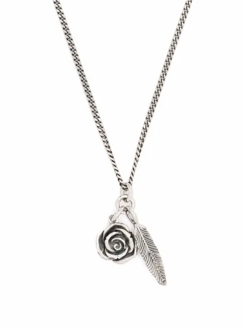Collier à pendentif plume et rose - Emanuele Bicocchi - Modalova