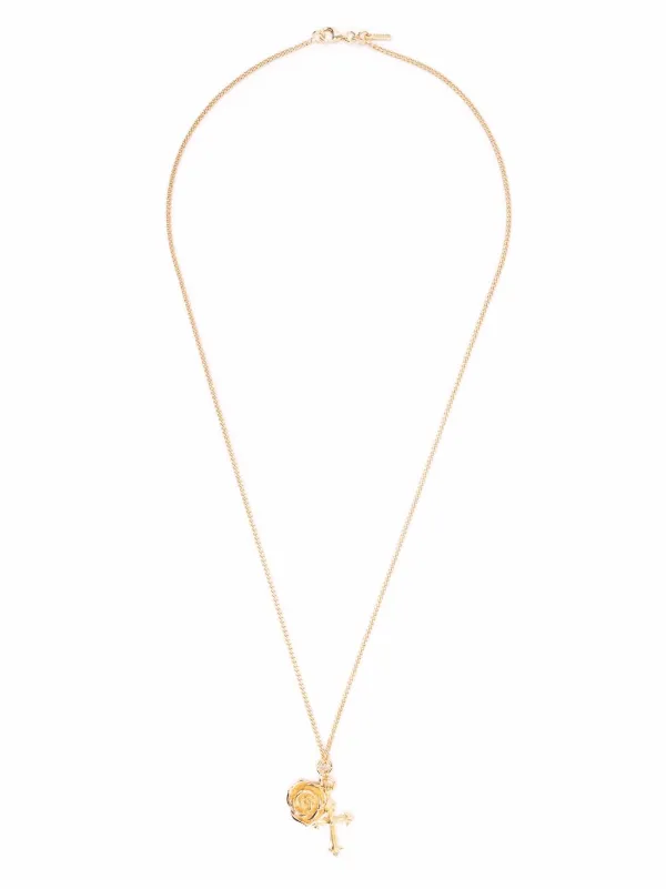 Emanuele Bicocchi Rose And Cross Pendant Necklace | Gold | FARFETCH