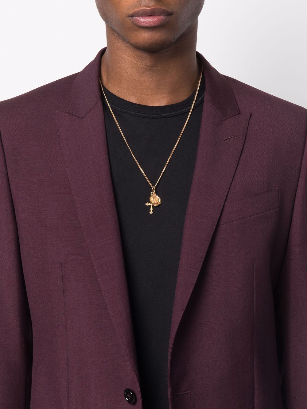 Shop Emanuele Bicocchi Rose And Cross Pendant Necklace In Gold