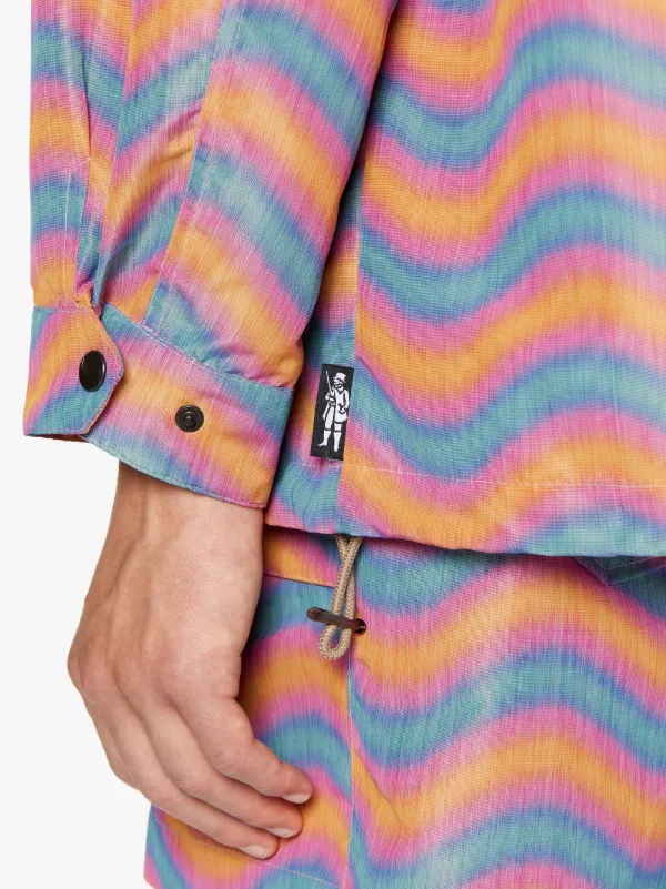 TEEMING Pink & Orange Wave Print Nylon Coach Jacket | GMM-216