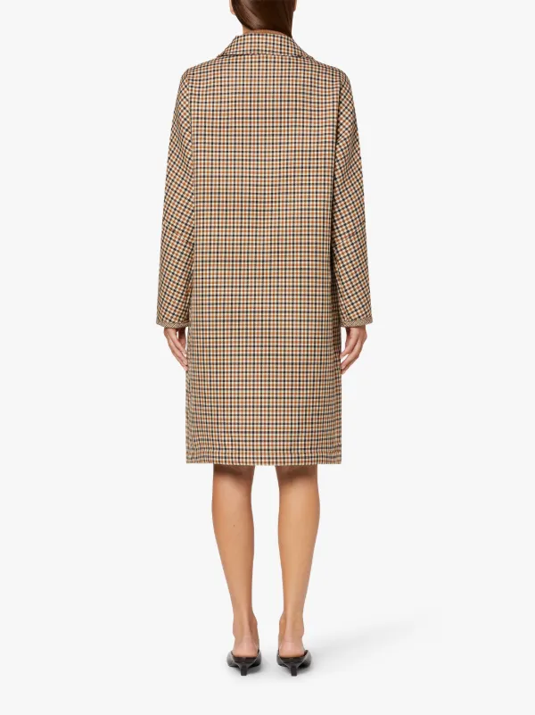 FAIRLIE Brown Shepard Check Wool Overcoat | LMC-008